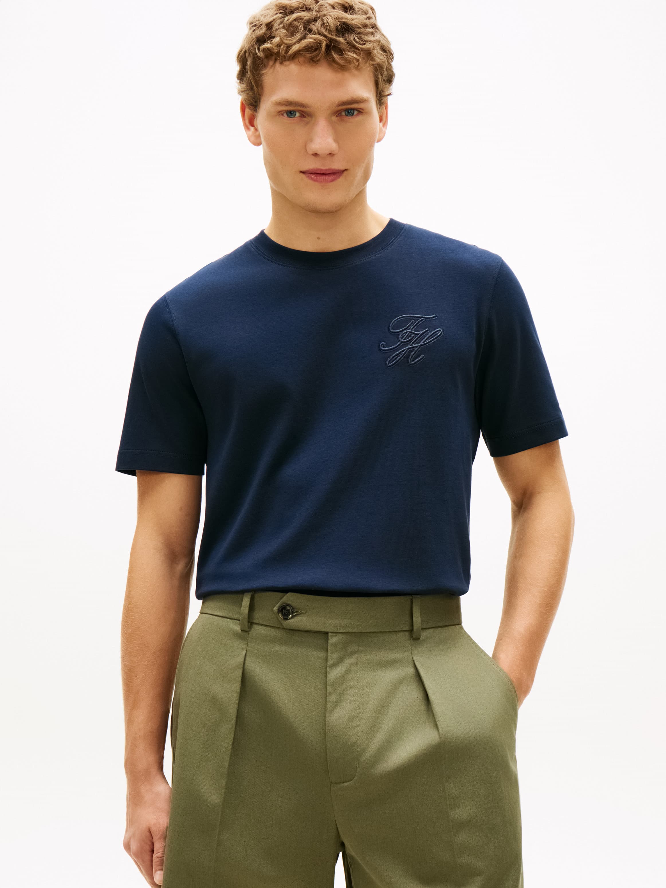 Tonal Logo Embroidery Crew Neck T-Shirt