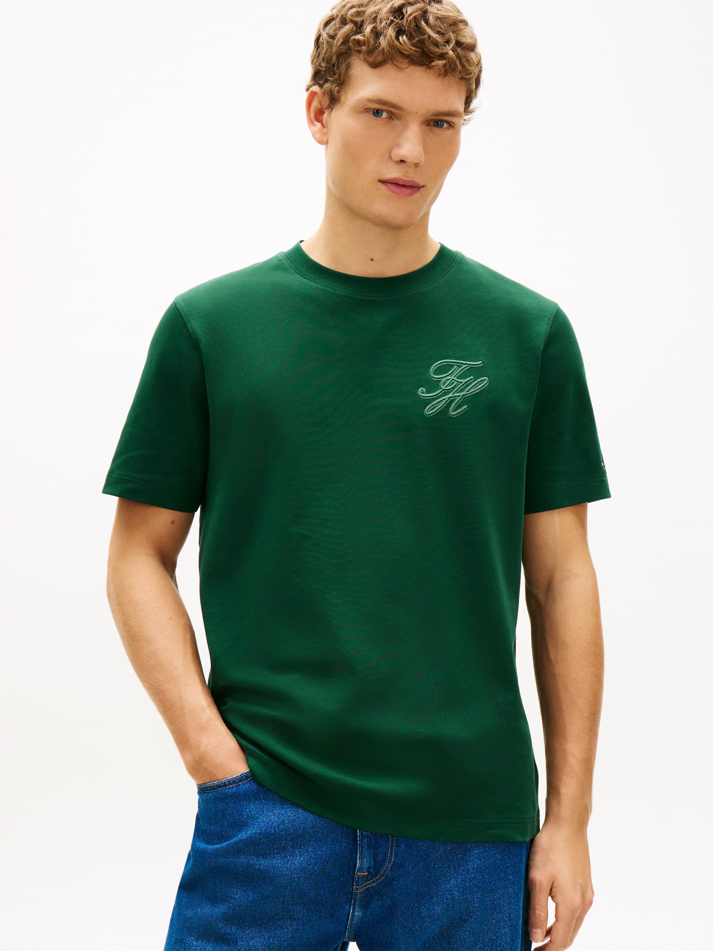 Tonal Logo Embroidery Crew Neck T-Shirt