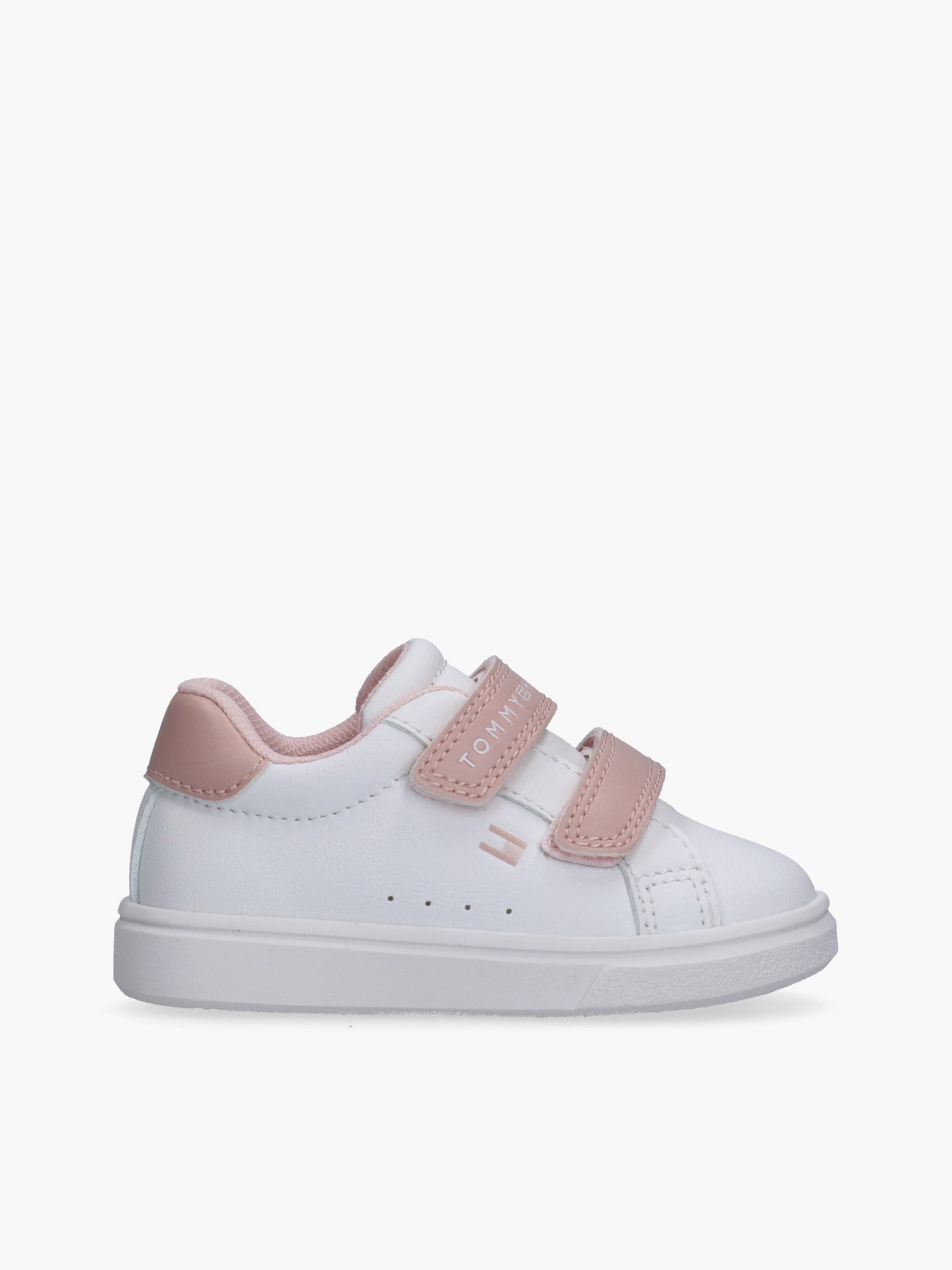 Girls Sneakers with Double Velcro and Soft Pink Details