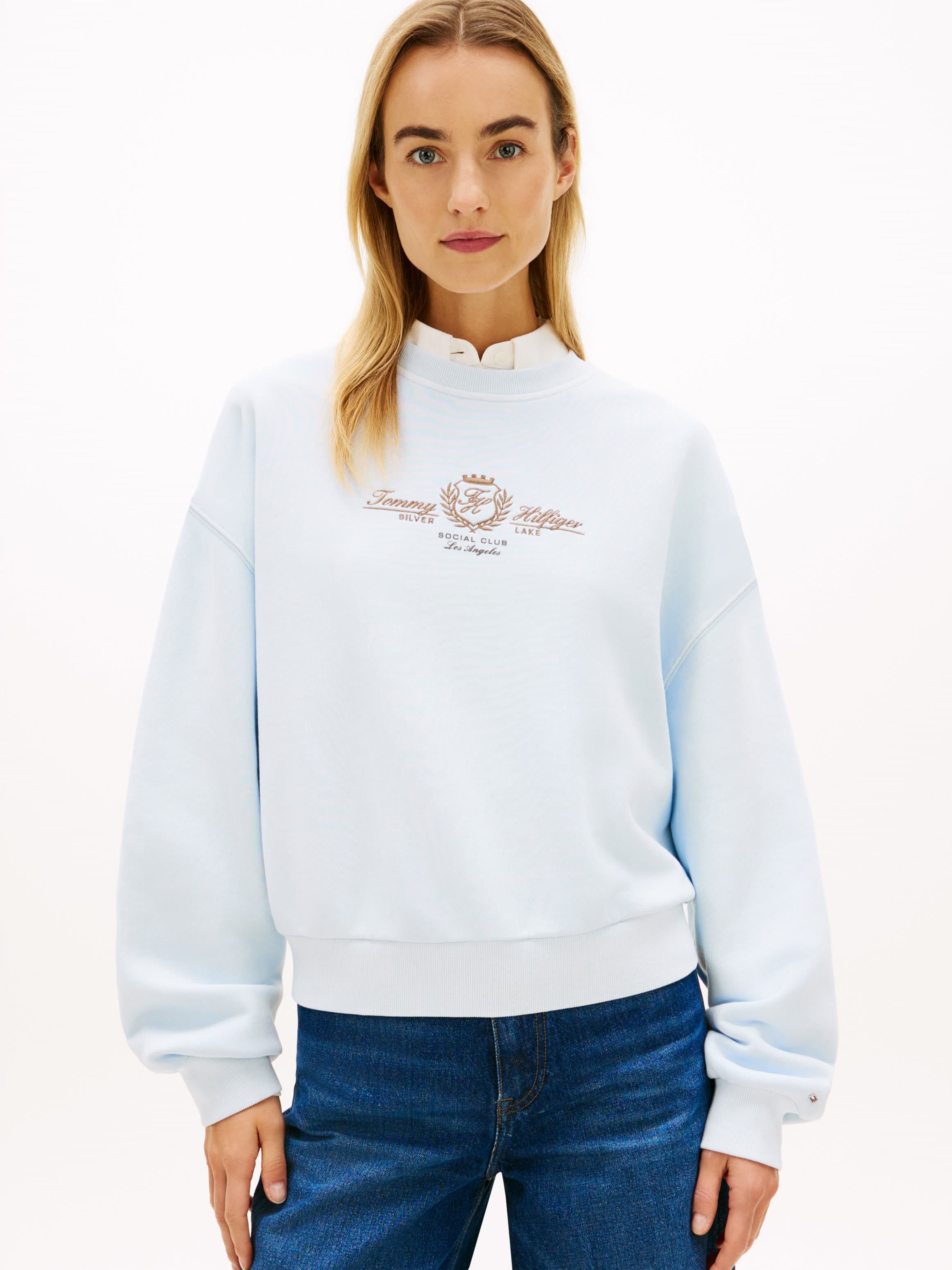 Crest Embroidery Relaxed Terry Sweatshirt